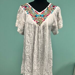 Sunny oceans summer dress v-neck in white/multi size M